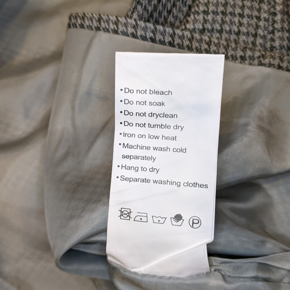 60s-inspired Retro Houndstooth Plaid Grey Long Sleeve Dress Silk/Wool L/XL - Picture 14 of 16